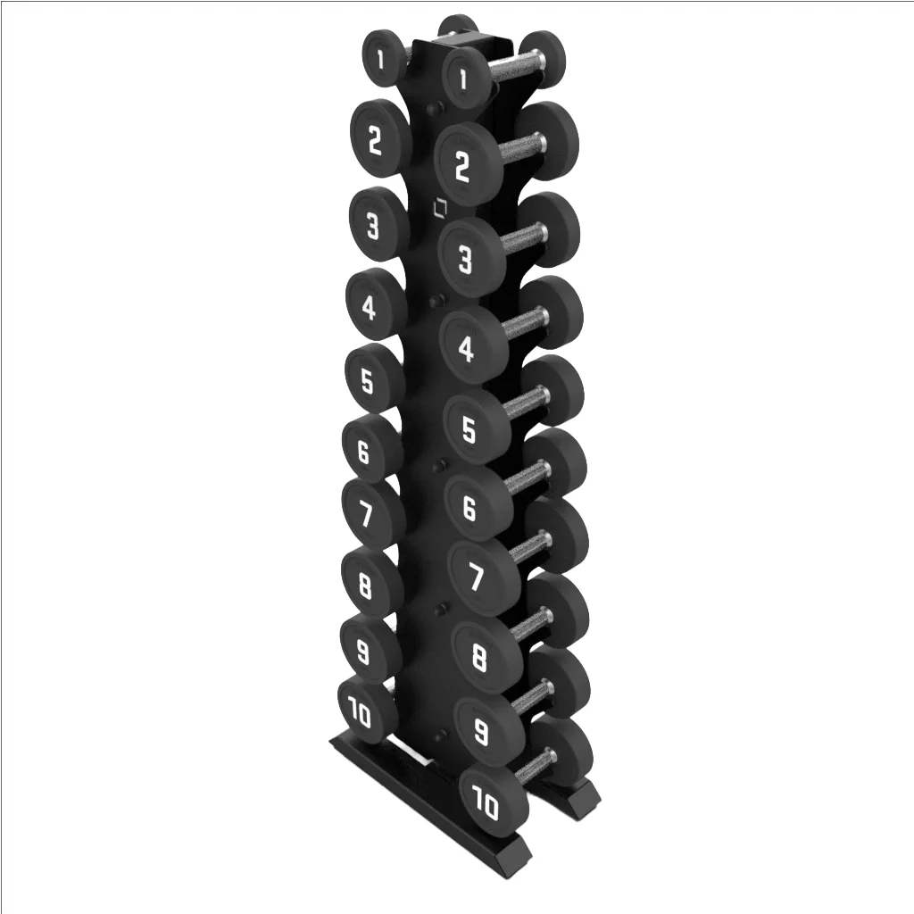 Vertical Dumbbell Rack with Premium Round Urethane Dumbbell Set - Image 8